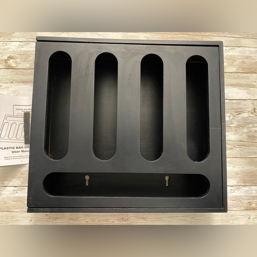 5 in 1 Plastic Storage Bag Organizer with Slider Lid and Labels Wood Black
